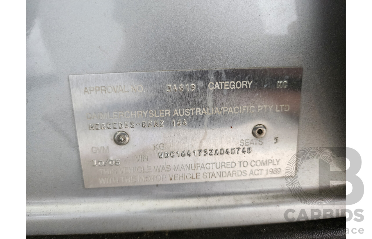 10/2005 Mercedes-Benz ML 500 Luxury (4x4) W164 4d Wagon Silver 5.0L