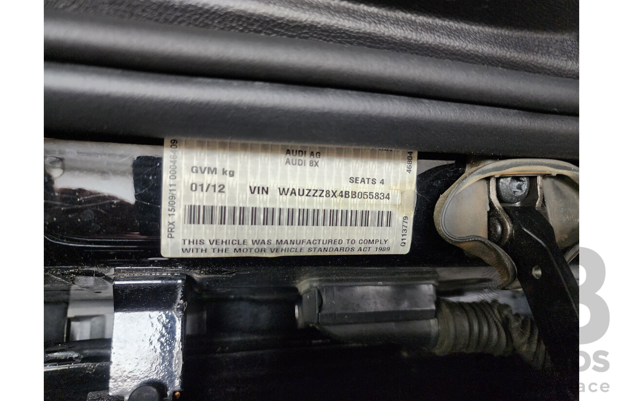 1/2012 Audi A1 1.4 TFSI Ambition 8X MY12 3d Hatchback Black 1.4L