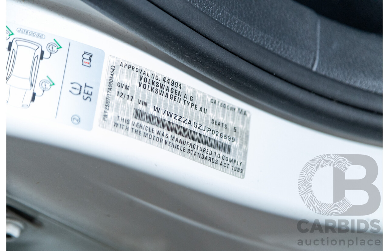 12/2017 Volkswagen Golf 110 TSI Comfortline Mk7.5 AU MY18 5d Hatchback Pure White Turbo 1.4L