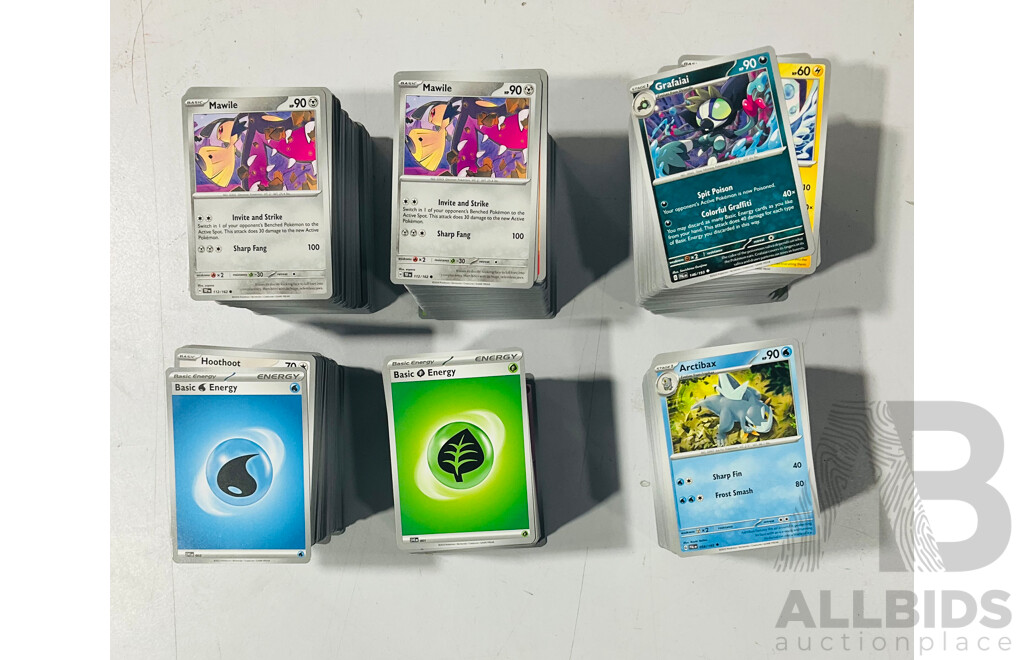 Large Collection of Pokemon TCG Cards From Scarlet & Violet Temporal Forces Including Three Empty Booster Box Boxes