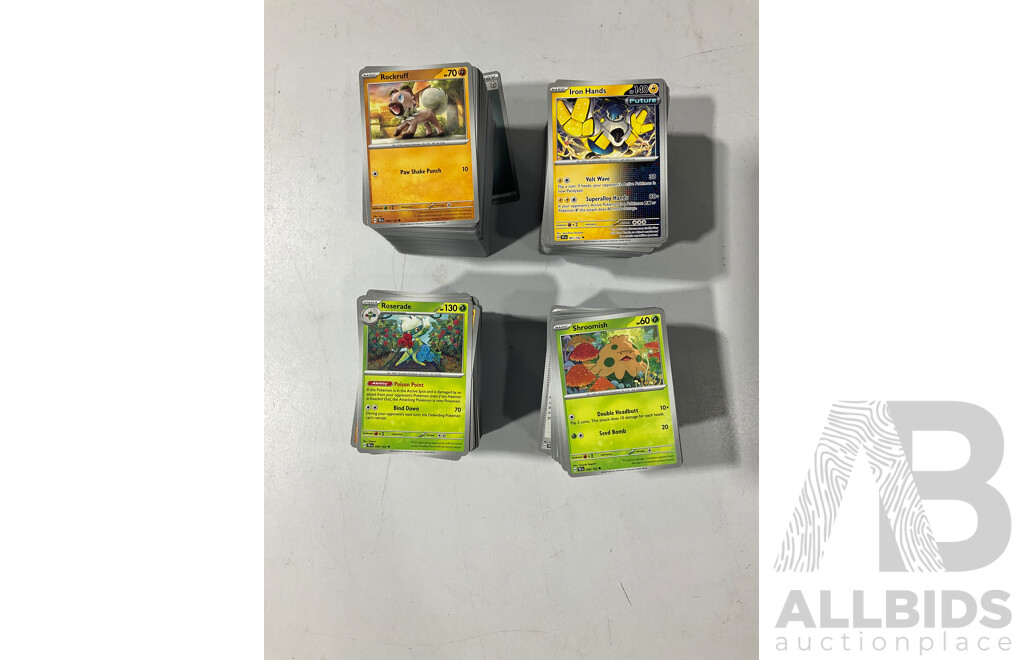 Collection of Pokemon TCG Cards From Scarlet & Violet Temporal Forces Including Two Empty Booster Box Boxes