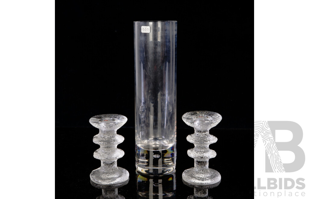 Pair Iittala Festivo Timo Sarpaneva Design Candlesticks Along with Boda Design Vase
