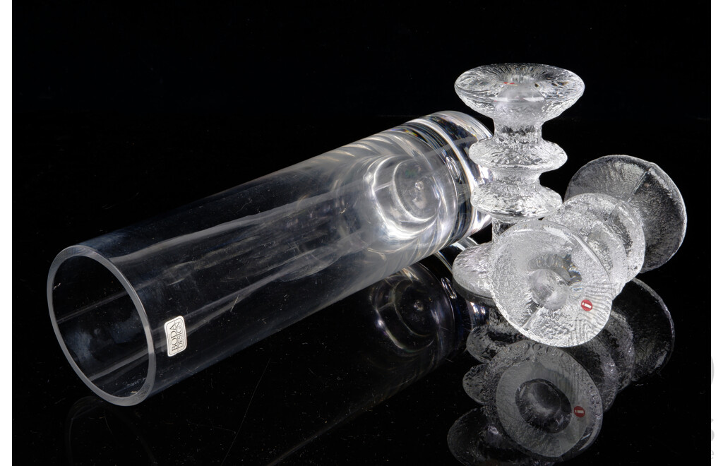 Pair Iittala Festivo Timo Sarpaneva Design Candlesticks Along with Boda Design Vase