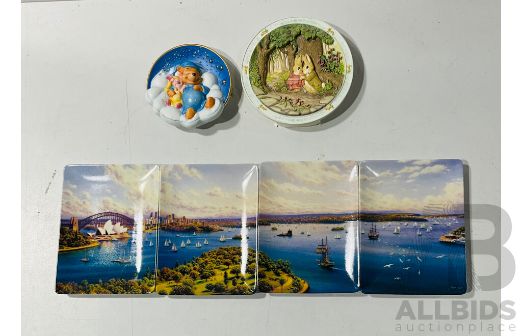 Collection Bradex Display Plates Including Four the City of the Millenium Series by Joseph Frost, and Two in Original Packaging