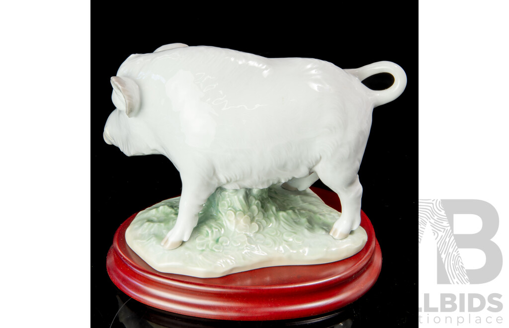 Lladro Chinese Zodiac Collection Porcelain Boar Figure with Stand in Original Box