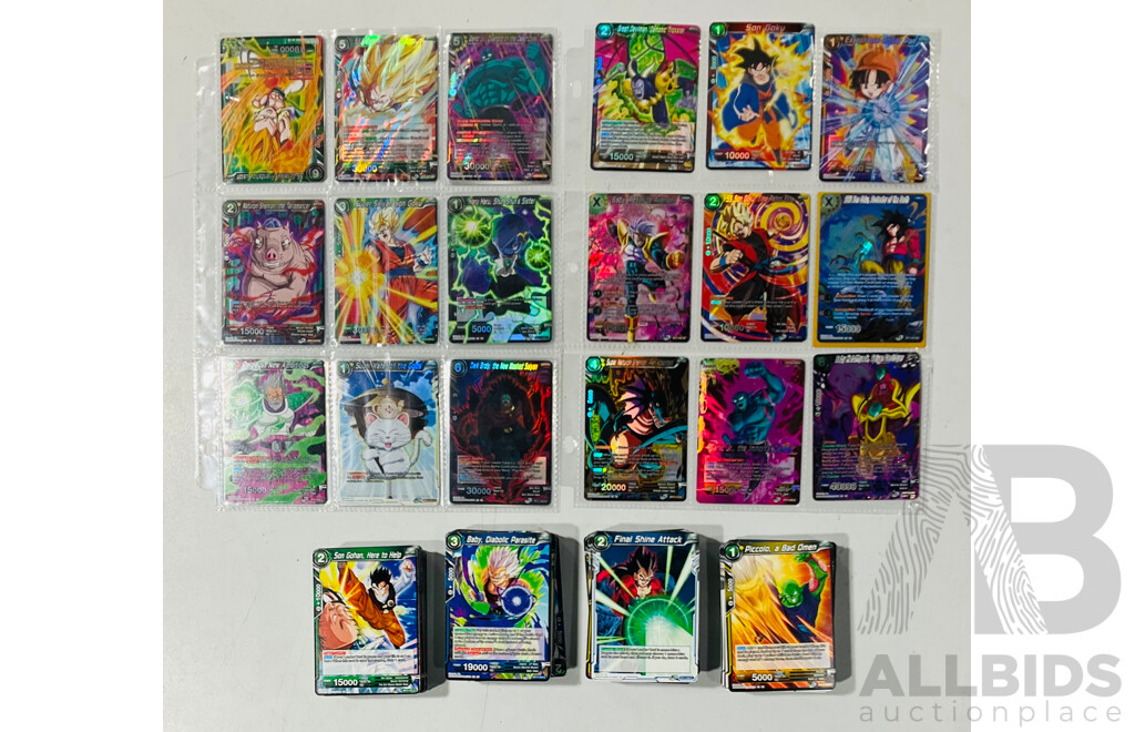 Collection of Dragon Ball Super TCG Including Several Foil Cards and Full Art Cards