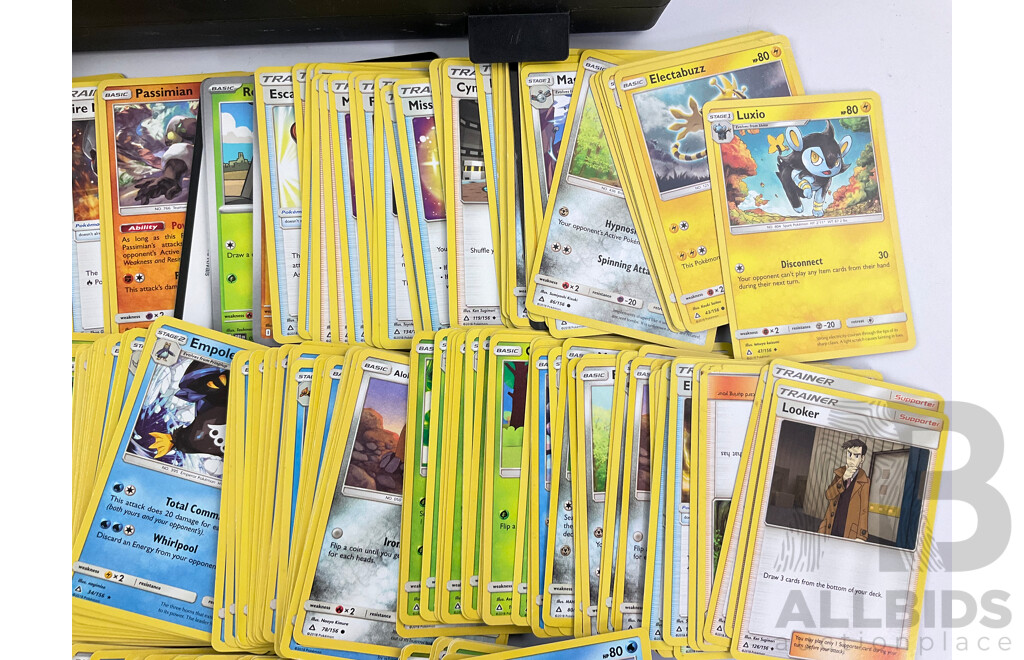 Collection of Pokemon Cards Including Basic, Stage One, Stage Two, Trainer, Supporter, Stadium