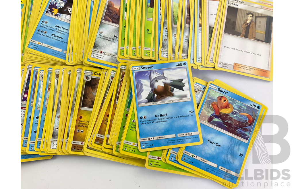 Collection of Pokemon Cards Including Basic, Stage One, Stage Two, Trainer, Supporter, Stadium
