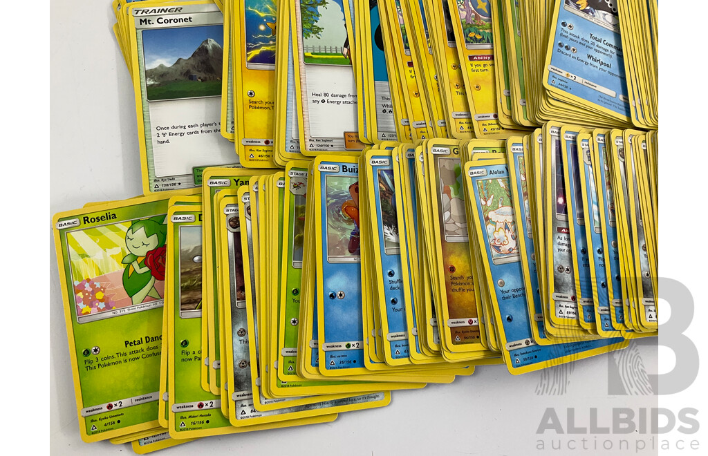 Collection of Pokemon Cards Including Basic, Stage One, Stage Two, Trainer, Supporter, Stadium