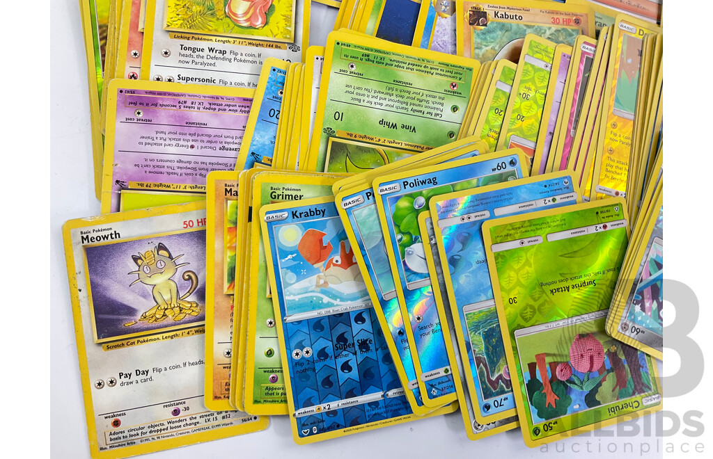 Collection of Pokemon Cards Including Holographic, Basic, Stage One, Trainer