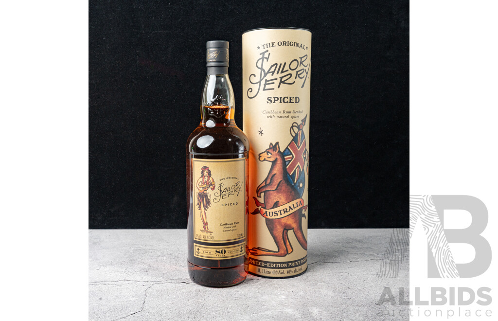 Boxed Sailor Jerry Spiced Rum with Limited Edition Print
