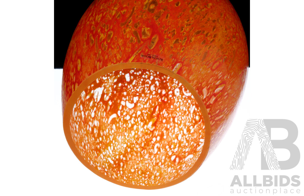 Fantastic Swedish Kosta Boda Orange Glass Vase with Original Label