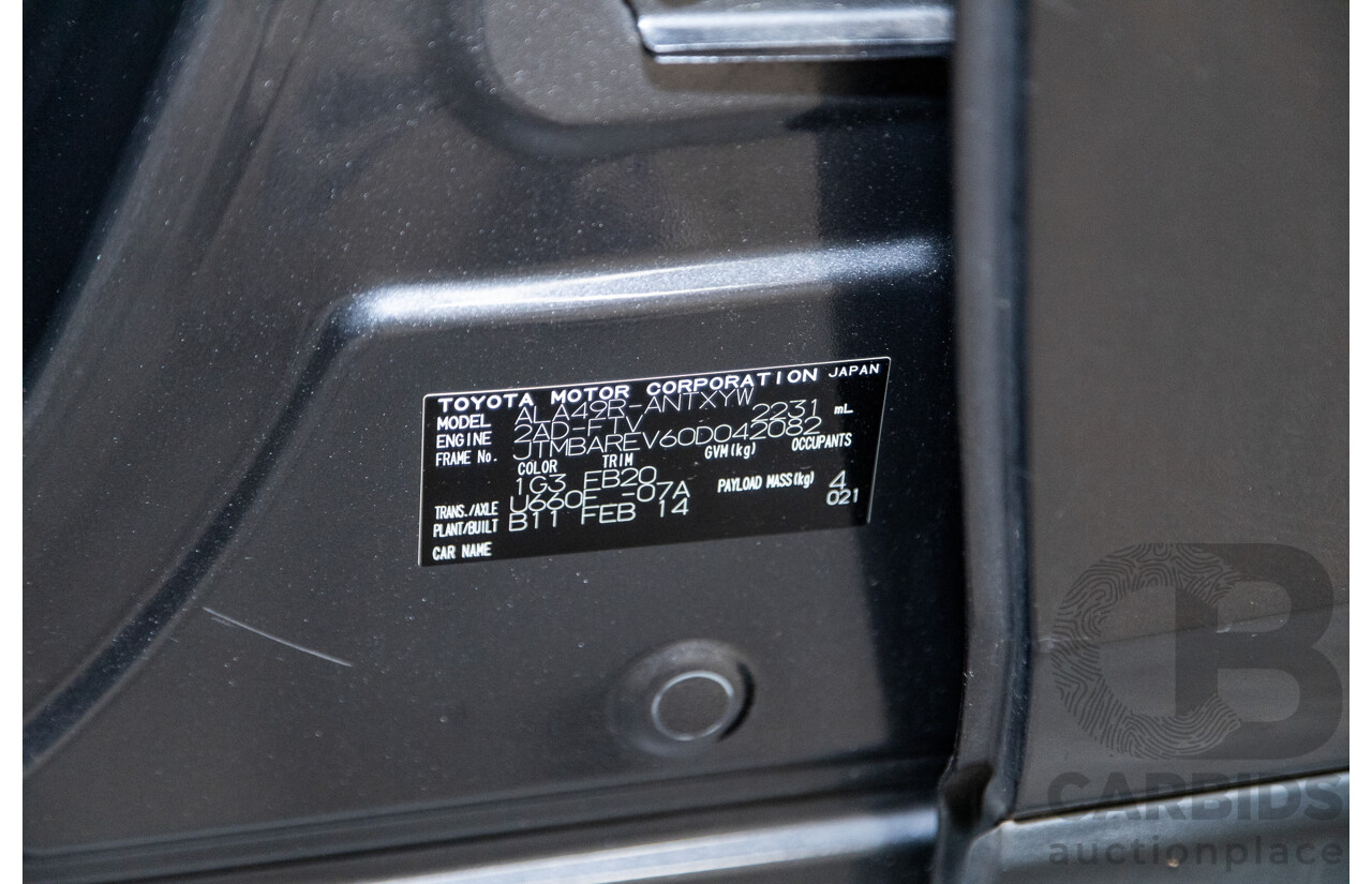 2/2014 Toyota Rav4 GX (AWD) ALA49R 4d Wagon Graphite Metallic Turbo Diesel 2.2L