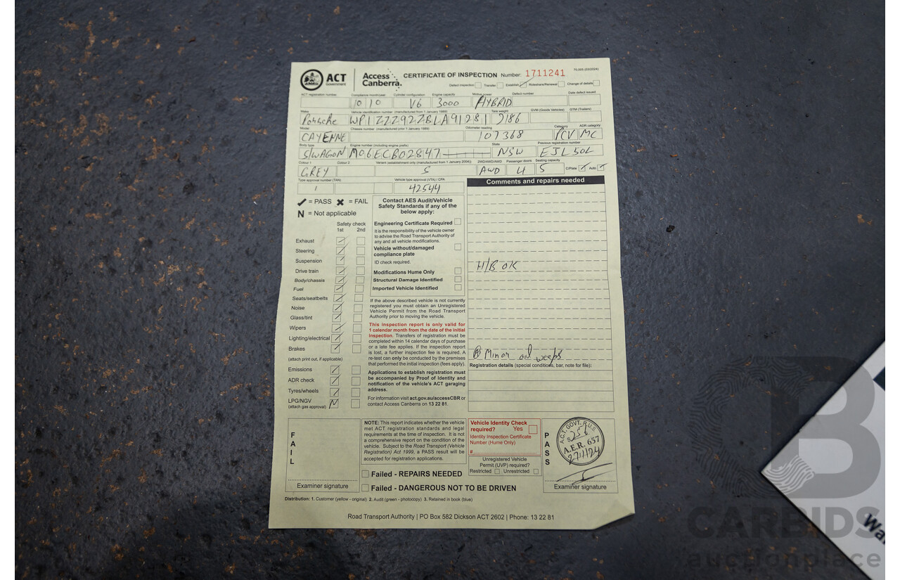 10/2010 Porsche Cayenne S Hybrid Series 2 (AWD) MY11 4d Wagon Meteor Grey Metallic Supercharged V6 3.0L - 34kw Hybrid