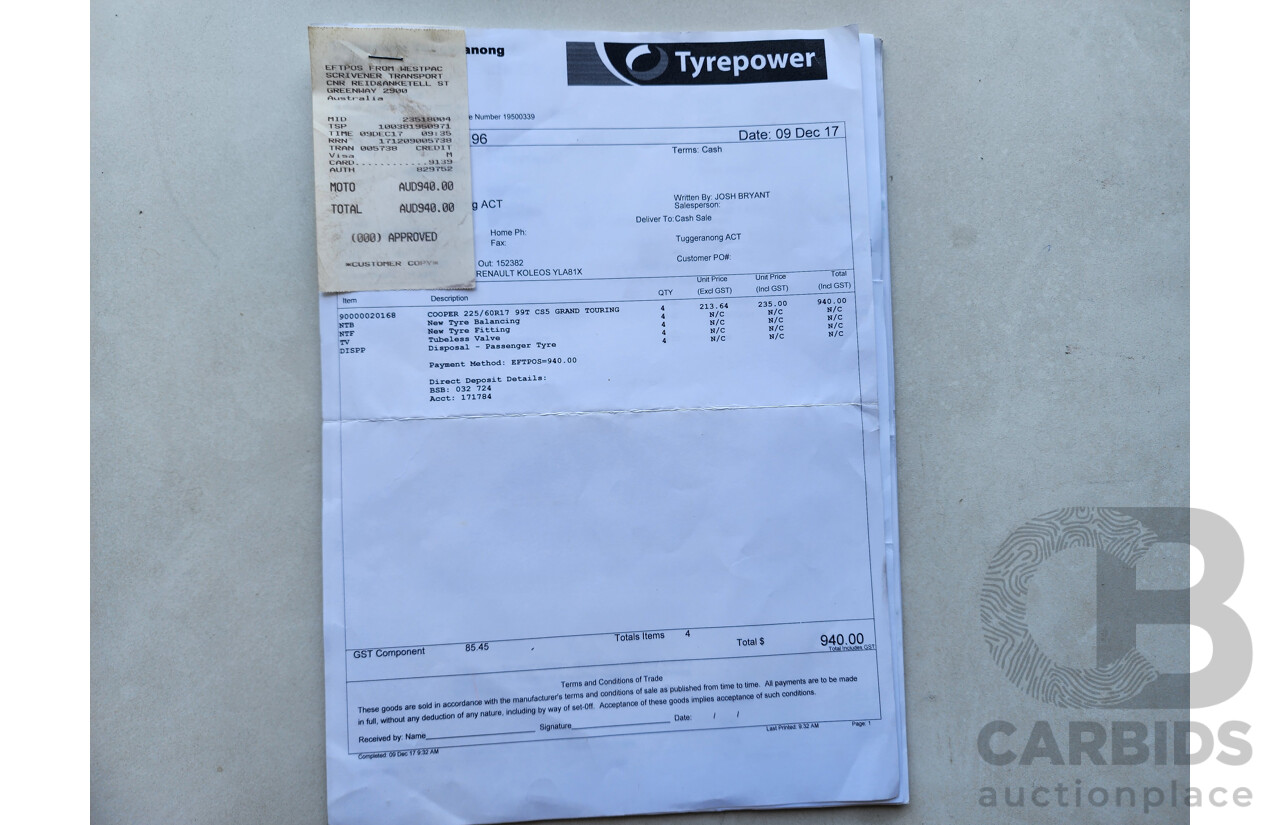 7/2012 Renault Koleos Dynamique (4x4) H45 PHASE II 4d Wagon Black 2.0L