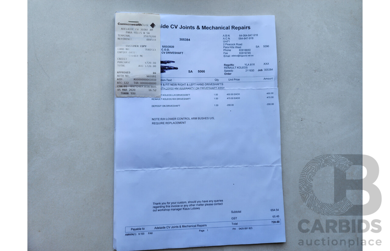 7/2012 Renault Koleos Dynamique (4x4) H45 PHASE II 4d Wagon Black 2.0L