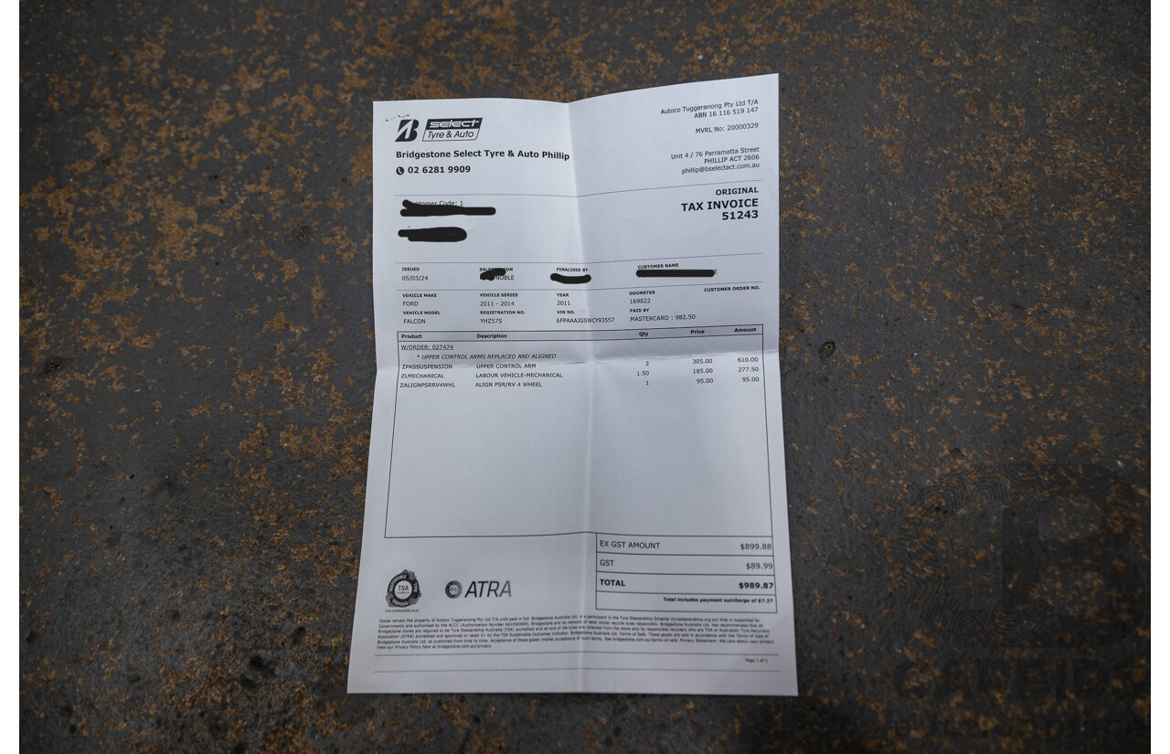 10/2012 Ford G6 E FG MK2 4d Sedan Emperor Red 4.0L