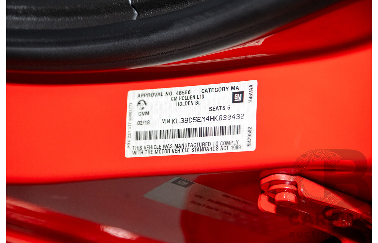 02/2018 Holden Astra LS BL 4d Sedan Absolute Red 1.4L