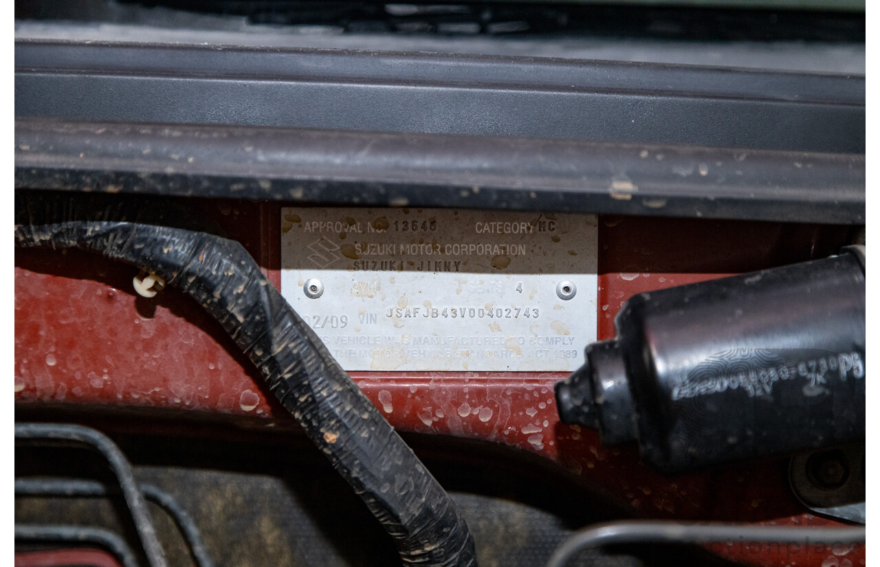 02/2009 Suzuki Jimny Sierra (4x4) 2d Wagon Raptor Coat Black 1.5L