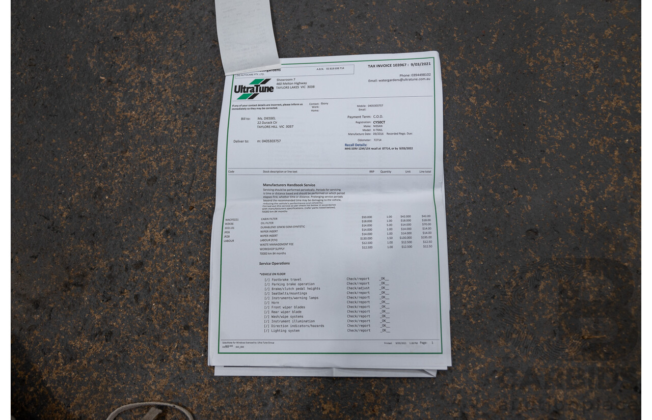 11/2016 Nissan X-Trail ST T32 4d Wagon Ivy Pearl White 2.5L