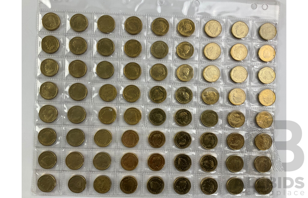 Seventy Two Australian Commemorative Two Dollar Coins Including 2021 Aboriginal Flag, 2016 Fifty Years Decimal Currency and More