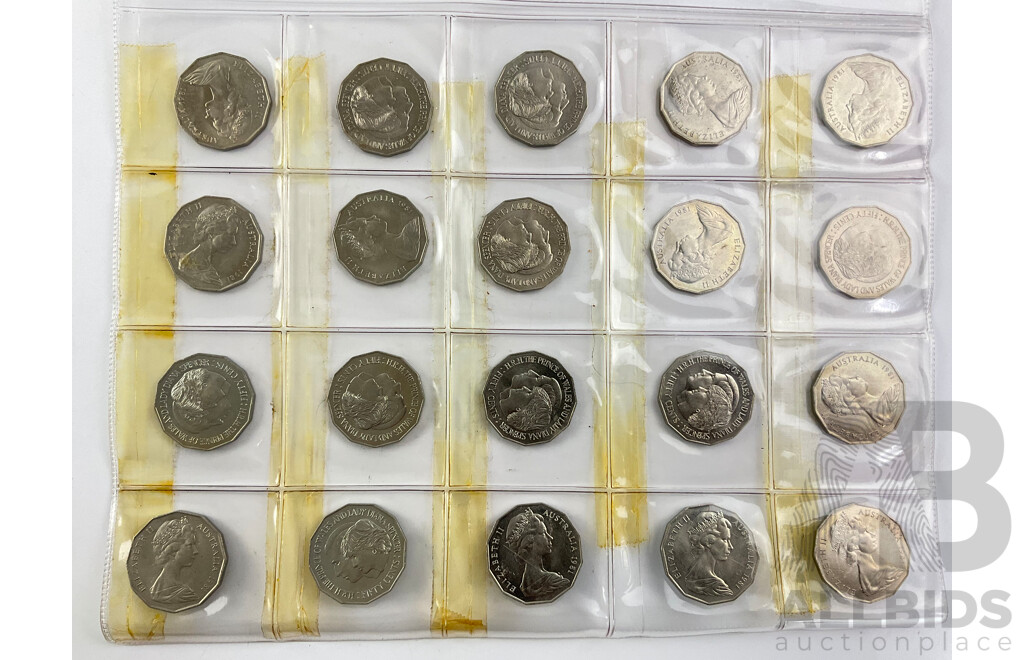 Twenty Australian 1981 Commemorative Fifty Cent Coins, Charles and Diana