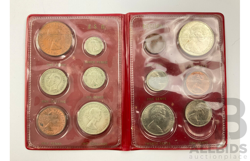 Australian Decimal and Pre Decimal Coin Sets Including 1966 Round Fifty Cent Coin