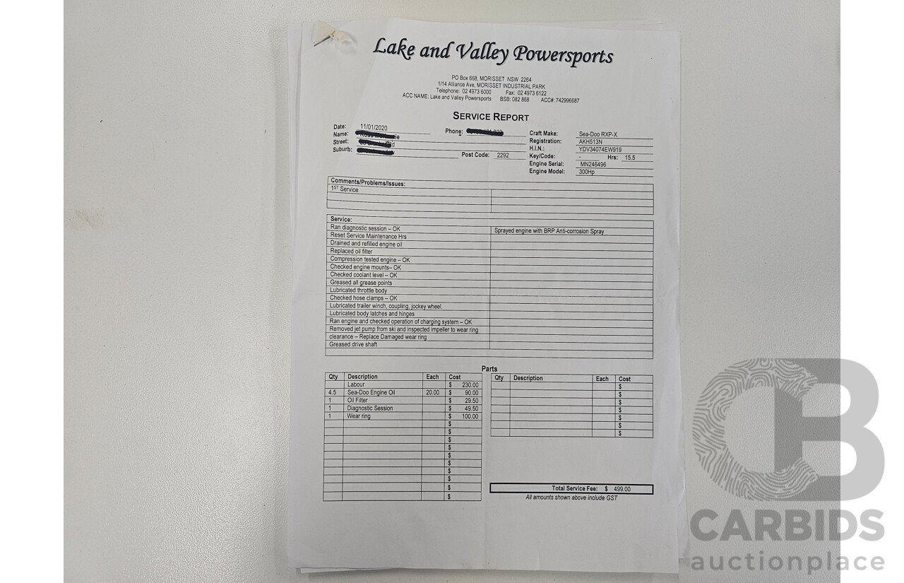 2019 Sea-Doo RXP-X 300 RS with Trailer - Supercharged 300HP