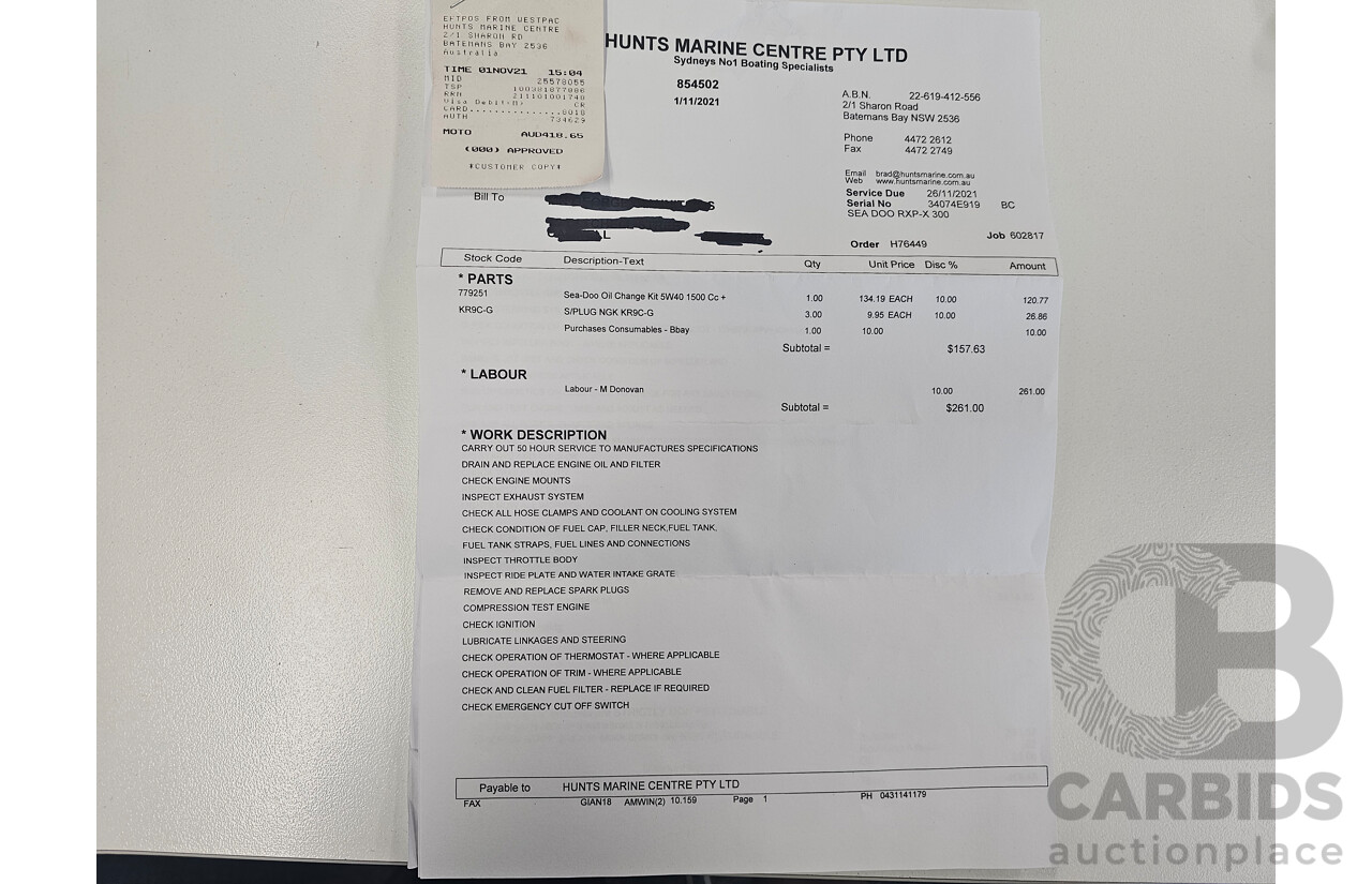 2019 Sea-Doo RXP-X 300 RS with Trailer - Supercharged 300HP