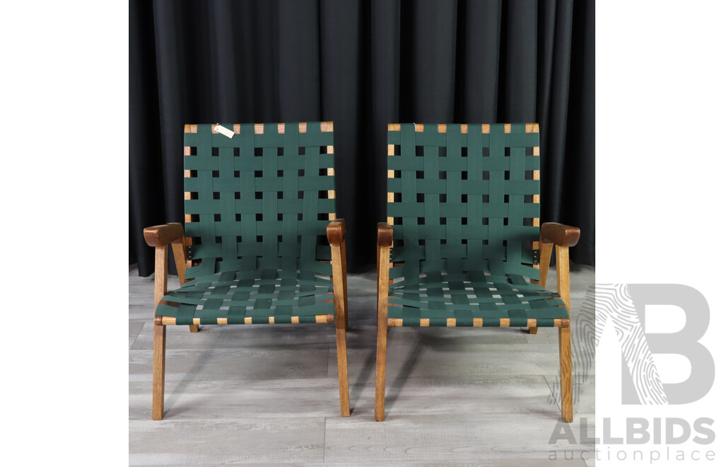 Pair of Oak Framed Lounge Chairs by Karen Ingeborg, Sweden-Craft