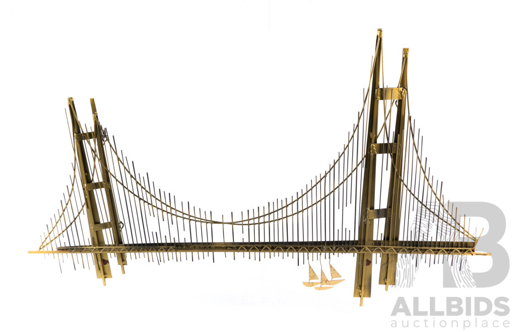 Retro American Brutalist Metal Wall Art Golden Gate Bridge by Curtis Jere Eg Curtis Freiler & Jerry Fels