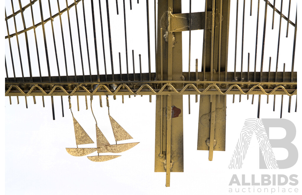 Retro American Brutalist Metal Wall Art Golden Gate Bridge by Curtis Jere Eg Curtis Freiler & Jerry Fels