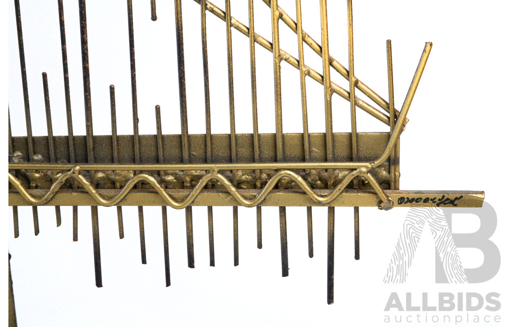 Retro American Brutalist Metal Wall Art Golden Gate Bridge by Curtis Jere Eg Curtis Freiler & Jerry Fels