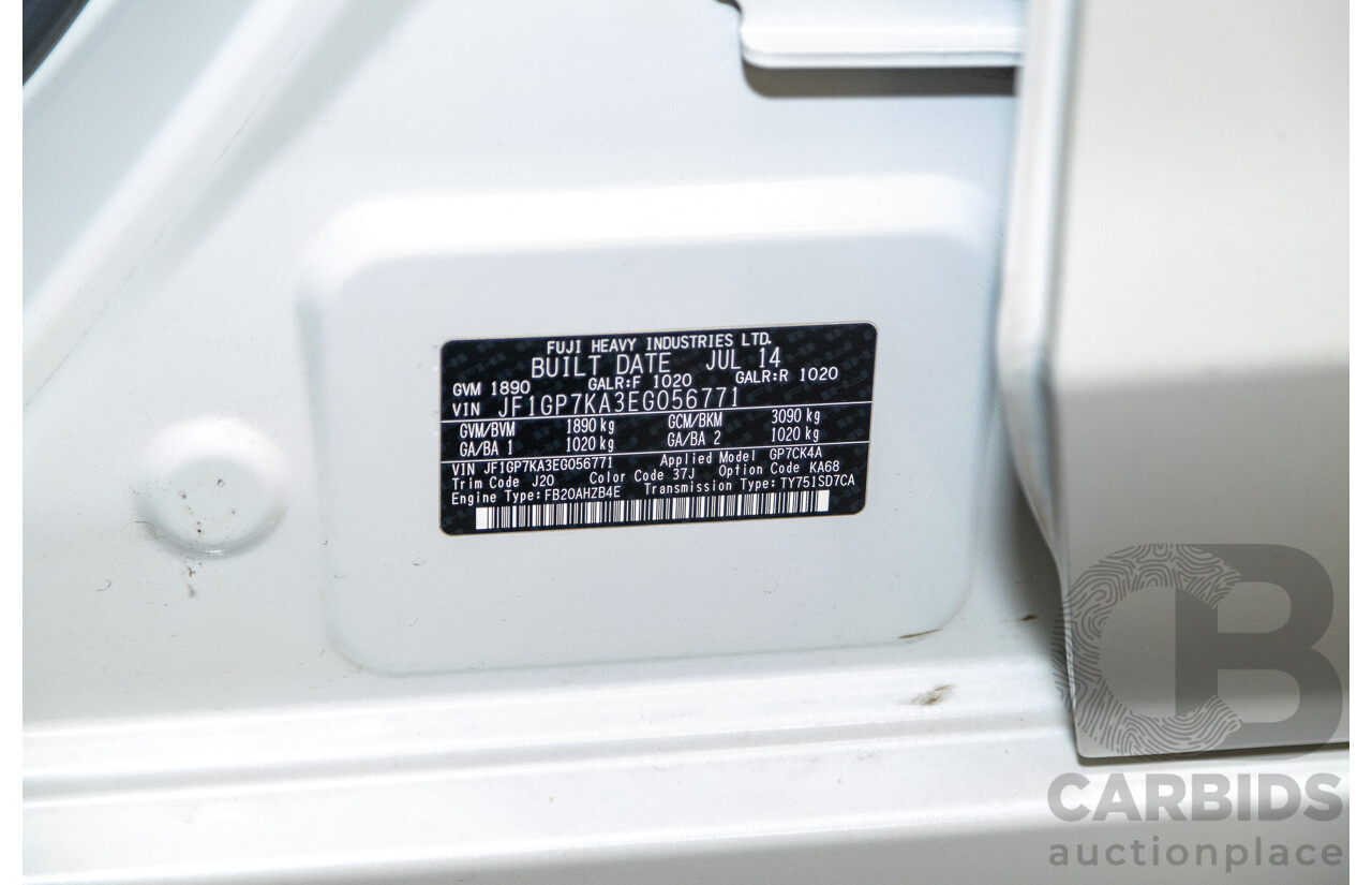 10/2014 Subaru Impreza X Limited Edition (AWD) MY14 5d Hatchback Satin White Pearl 2.0L