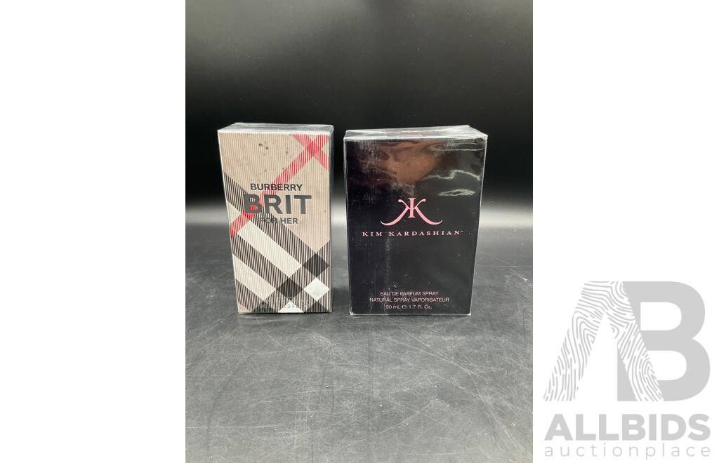 BURBERRY Brit 100ml and KIM KARDASHIAN 50ml EAU De Parfum - Lot of 2