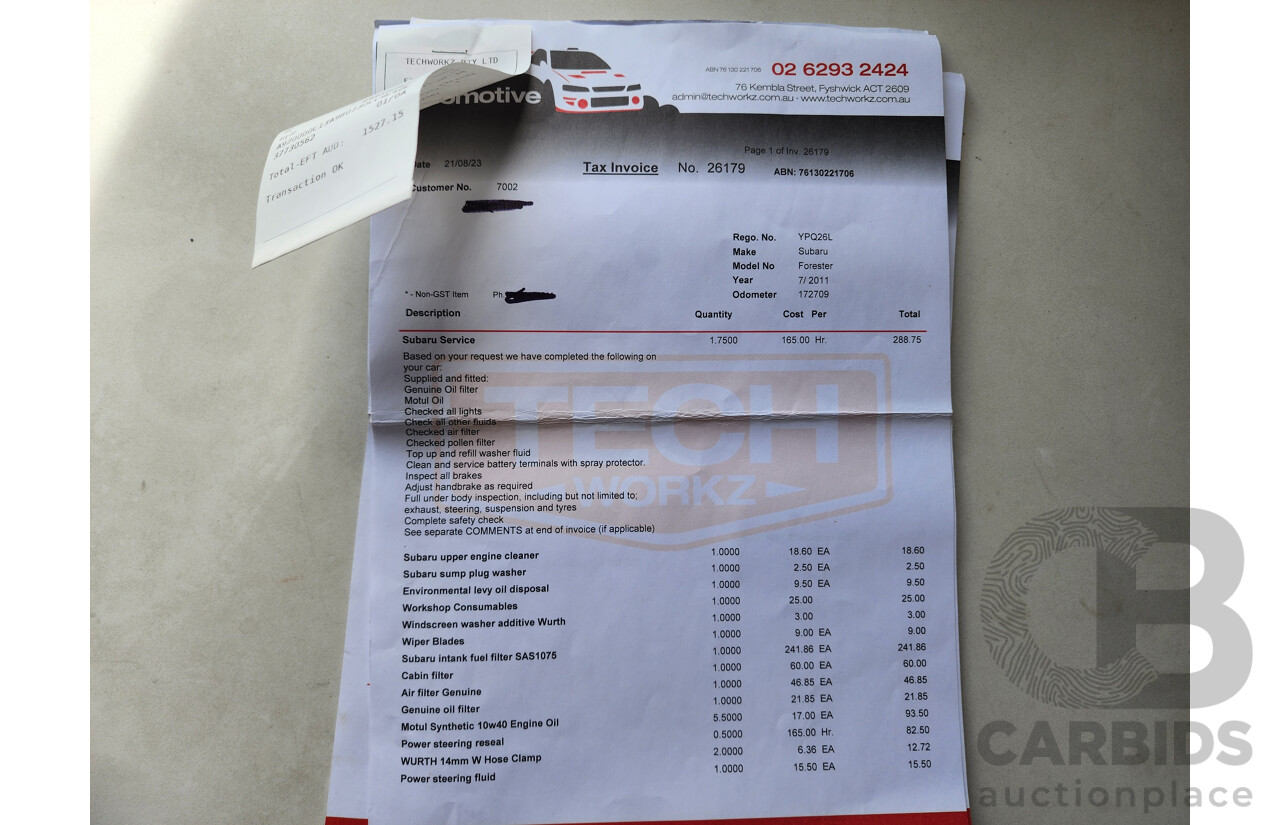 8/2011 Subaru Forester X MY11 4d Wagon White 2.5L