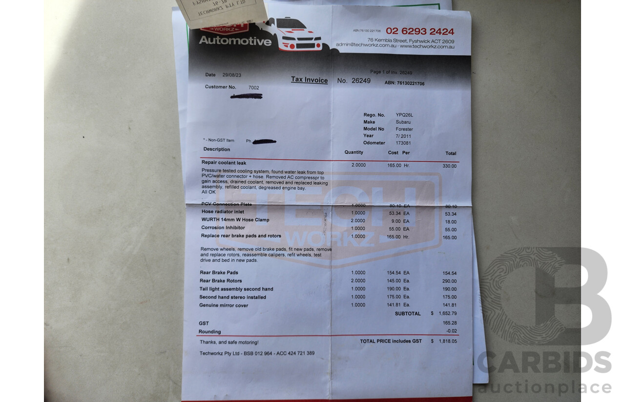 8/2011 Subaru Forester X MY11 4d Wagon White 2.5L