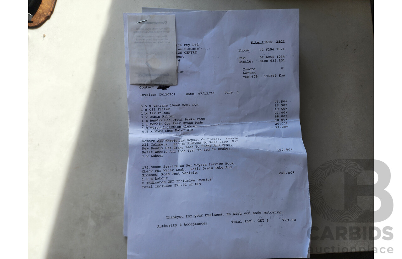 5/2007 Toyota Aurion AT-X GSV40R 4d Sedan Gold 3.5L