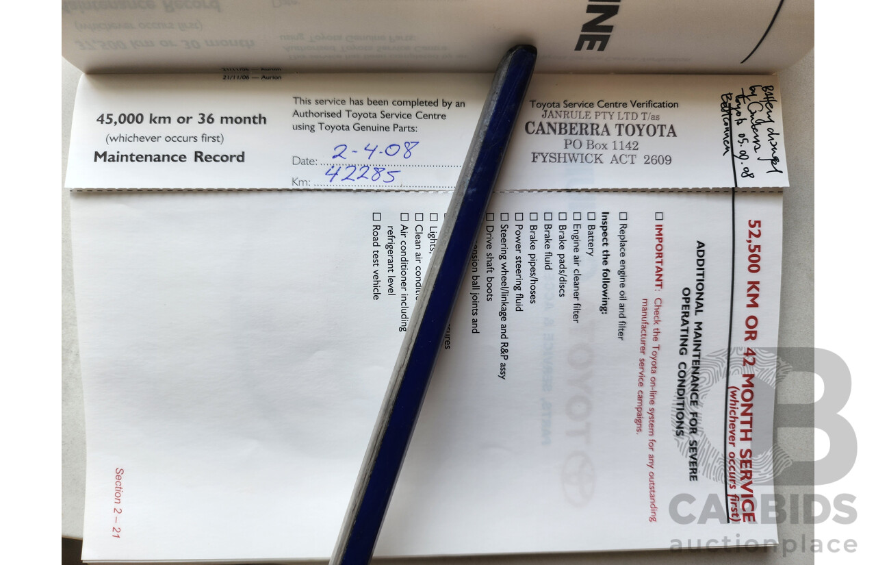 5/2007 Toyota Aurion AT-X GSV40R 4d Sedan Gold 3.5L