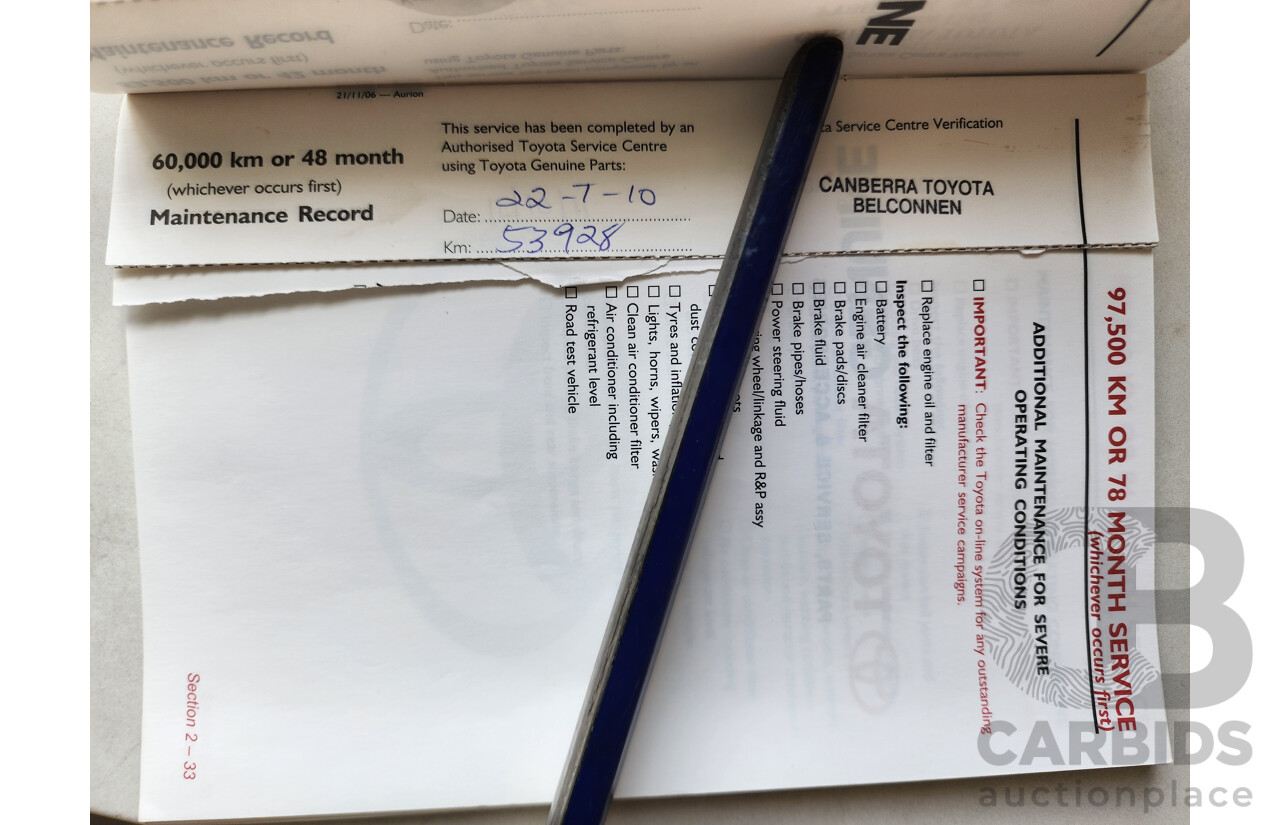 5/2007 Toyota Aurion AT-X GSV40R 4d Sedan Gold 3.5L