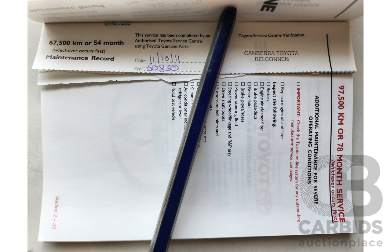 5/2007 Toyota Aurion AT-X GSV40R 4d Sedan Gold 3.5L