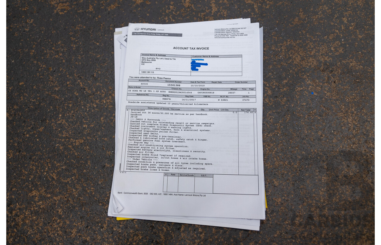 10/2017 Hyundai Kona Launch Edition (AWD) 4D Wagon Chalk White 1.6L Turbo