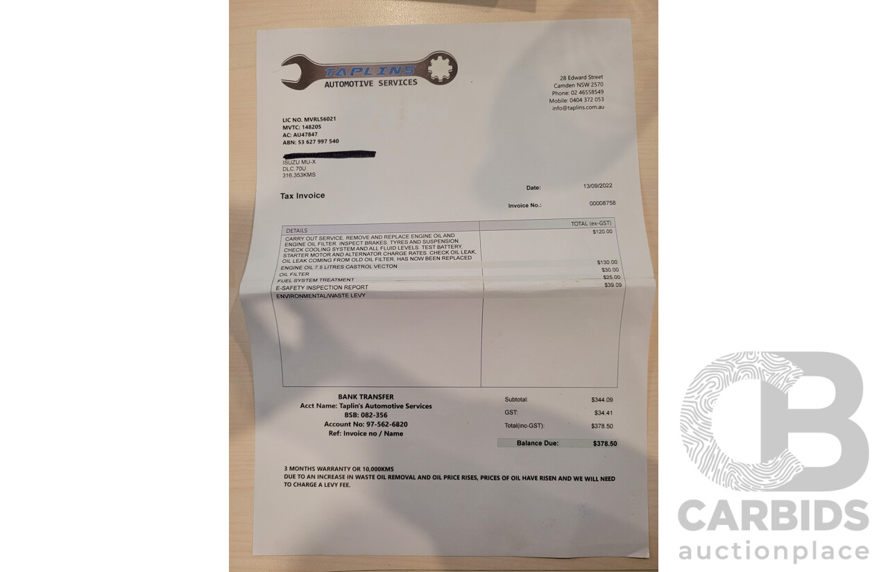 10/2016 Isuzu Mu-X LS-M (4x4) UC 4d Wagon Grey 3.0L