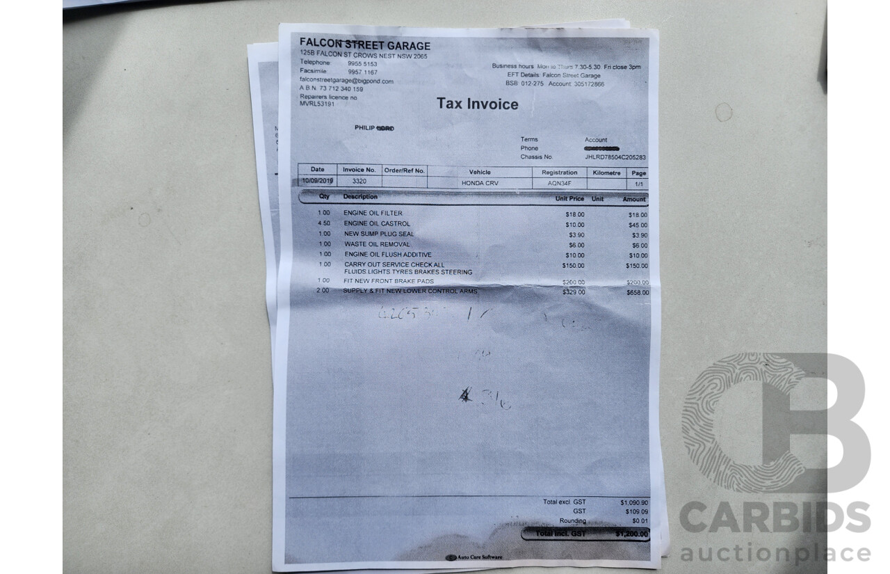 2/2004 Honda CRV (4x4) MY04 4d Wagon Black 2.4L