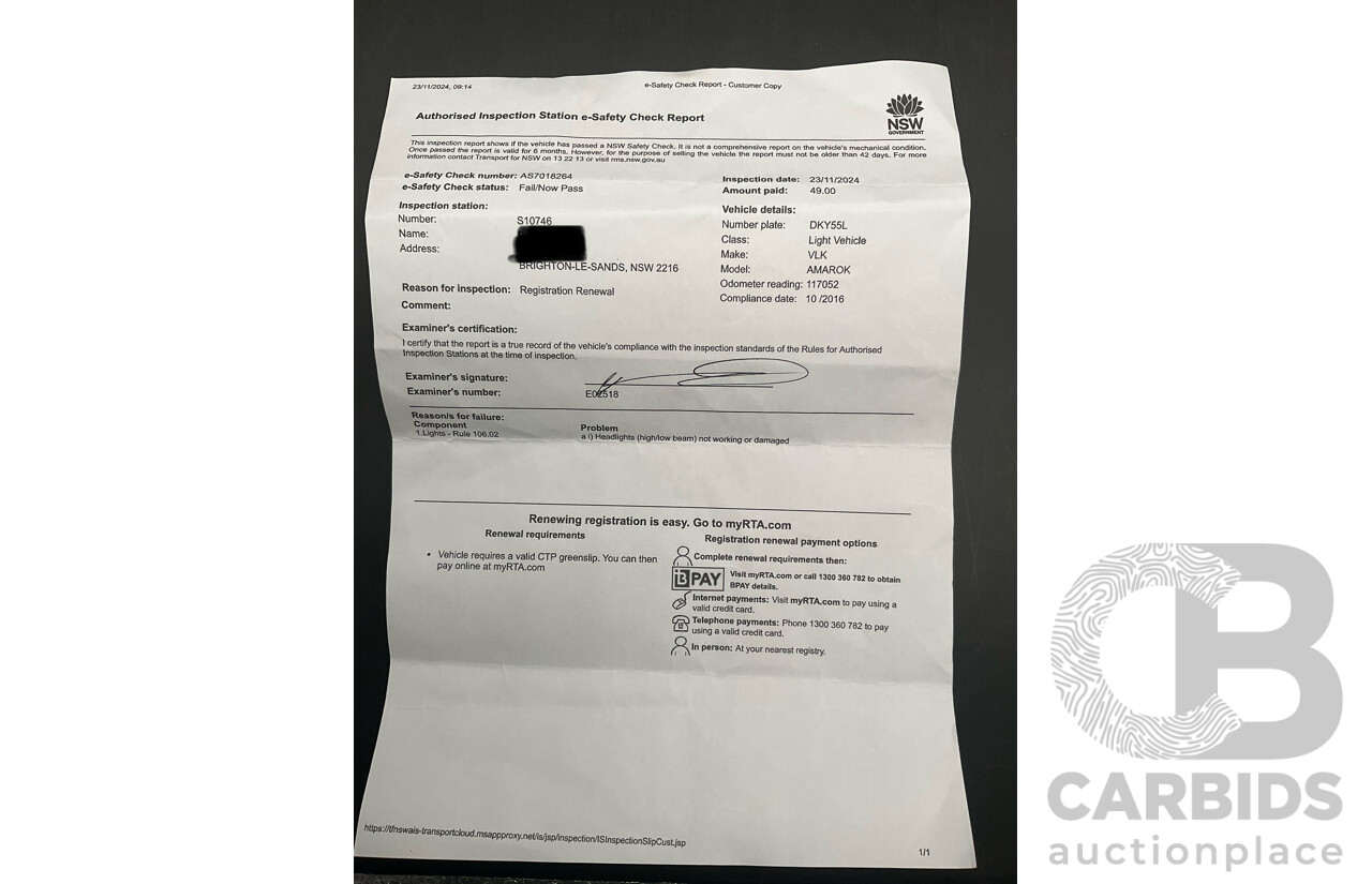 10/2016 Volkswagen Amarok TDI420 Highline (4x4) 2H MY17 Dual Cab Utility White 2.0L