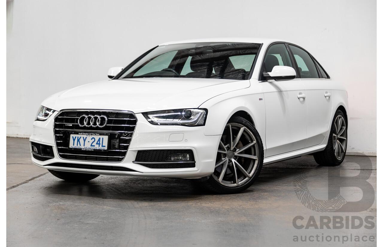 12/2015 Audi A4 2.0 TFSI S-Line Quattro (AWD) B8 (8K) 4d Sedan Ibis White 2.0L Turbo