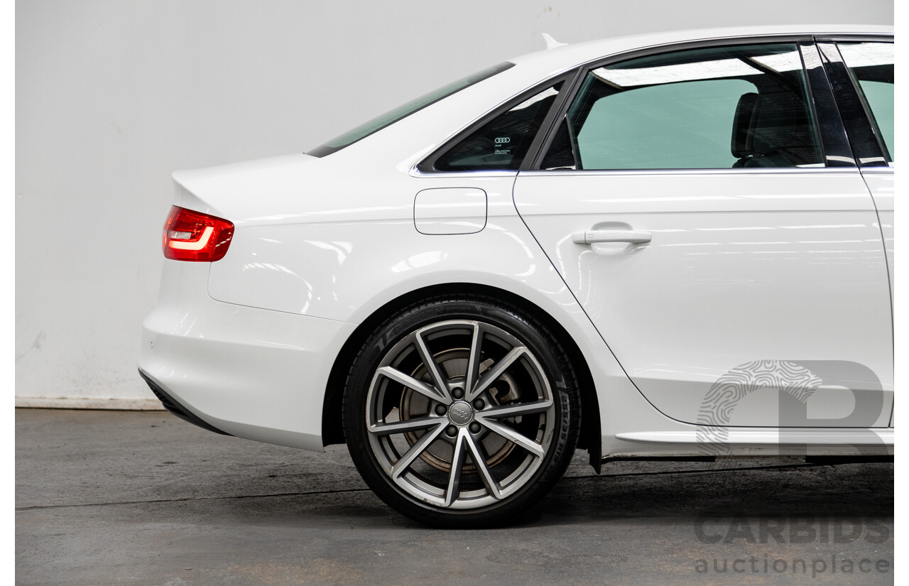 12/2015 Audi A4 2.0 TFSI S-Line Quattro (AWD) B8 (8K) 4d Sedan Ibis White 2.0L Turbo