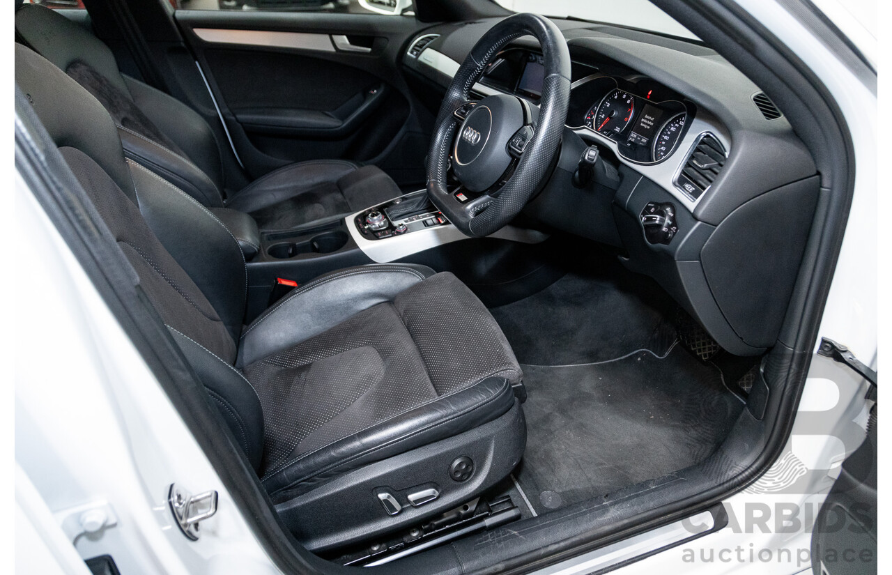 12/2015 Audi A4 2.0 TFSI S-Line Quattro (AWD) B8 (8K) 4d Sedan Ibis White 2.0L Turbo