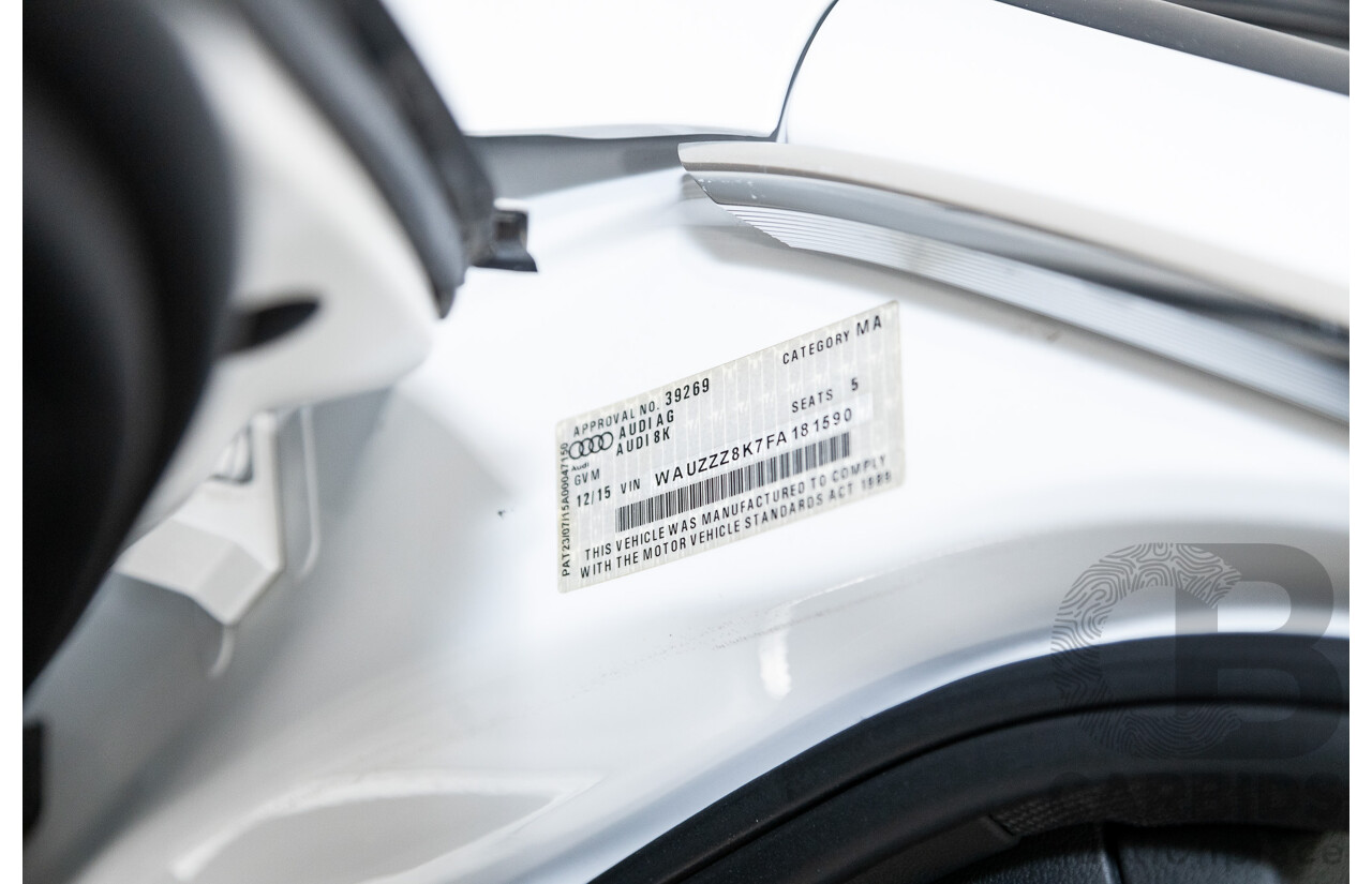 12/2015 Audi A4 2.0 TFSI S-Line Quattro (AWD) B8 (8K) 4d Sedan Ibis White 2.0L Turbo
