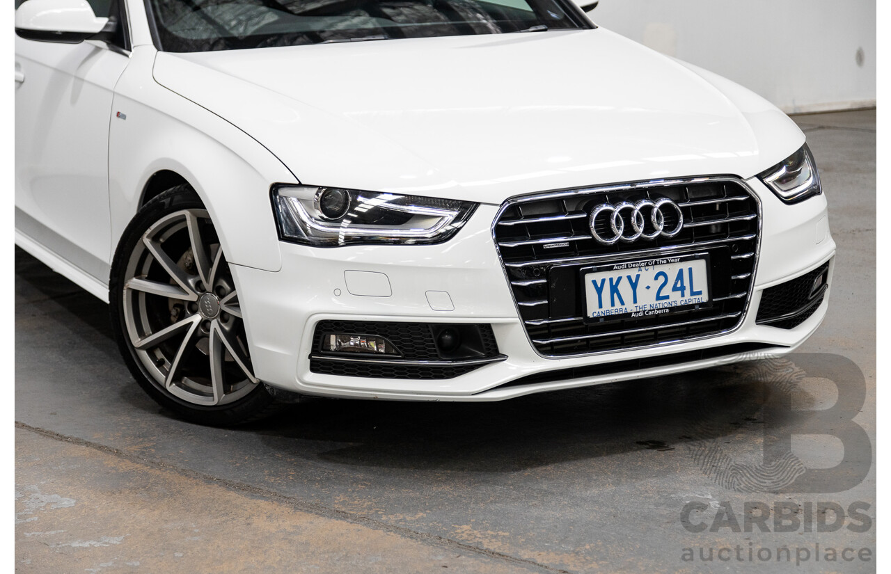 12/2015 Audi A4 2.0 TFSI S-Line Quattro (AWD) B8 (8K) 4d Sedan Ibis White 2.0L Turbo